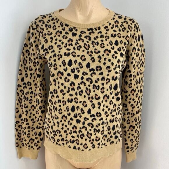 J. Crew Women's Size Medium Animal Leopard Print Pullover Cotton Sweater Top - Picture 1 of 11
